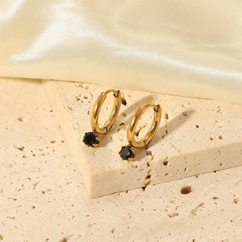 Svart Hoops med Cubic Zircon